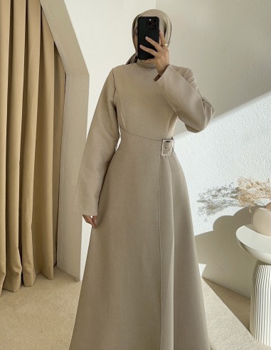 1173 Fiyonk Detay Elbise KAHVERENGİ