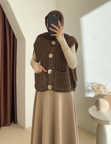 26133 Oversize Tüylü Kaban TAŞ