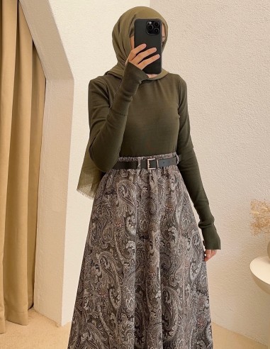 3019 Cupra Elbise KAHVERENGİ