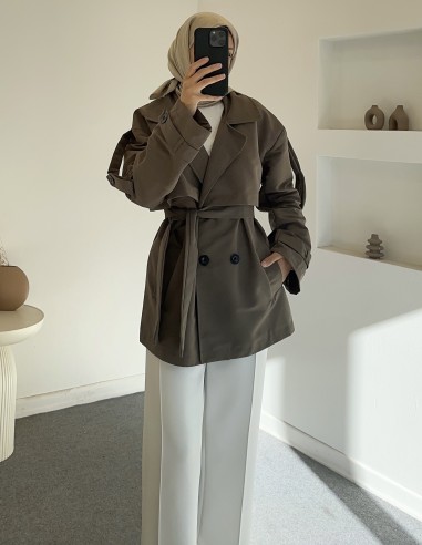 HY26001 Lalin Elbise KAHVERENGİ V2