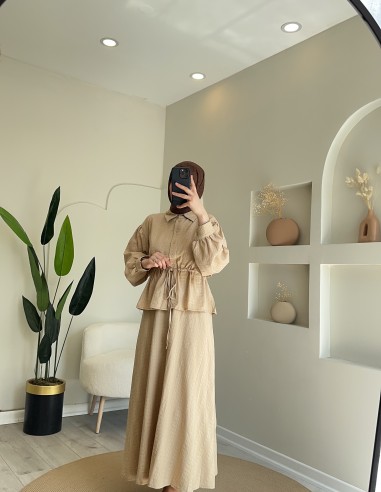 HK25038 Düğmeli Tüvit Takım KREM