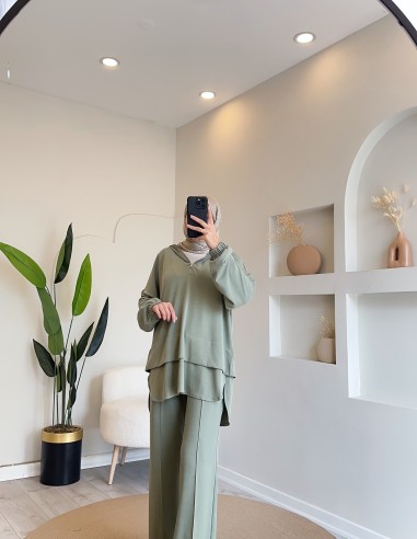 PR701 Simli Büzgülü Etek Takım LACİVERT